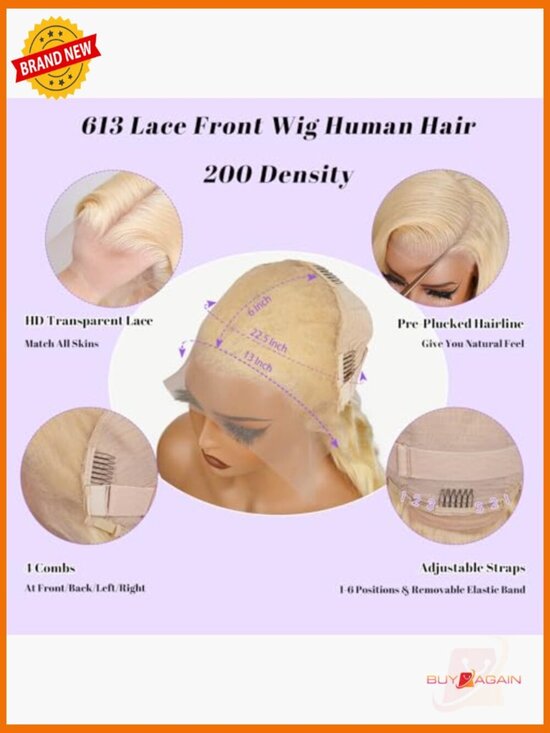 13x6 Lace Front Wig Human Hair 200 Density 30 Inch Body Wave Pre Plucked main image 6